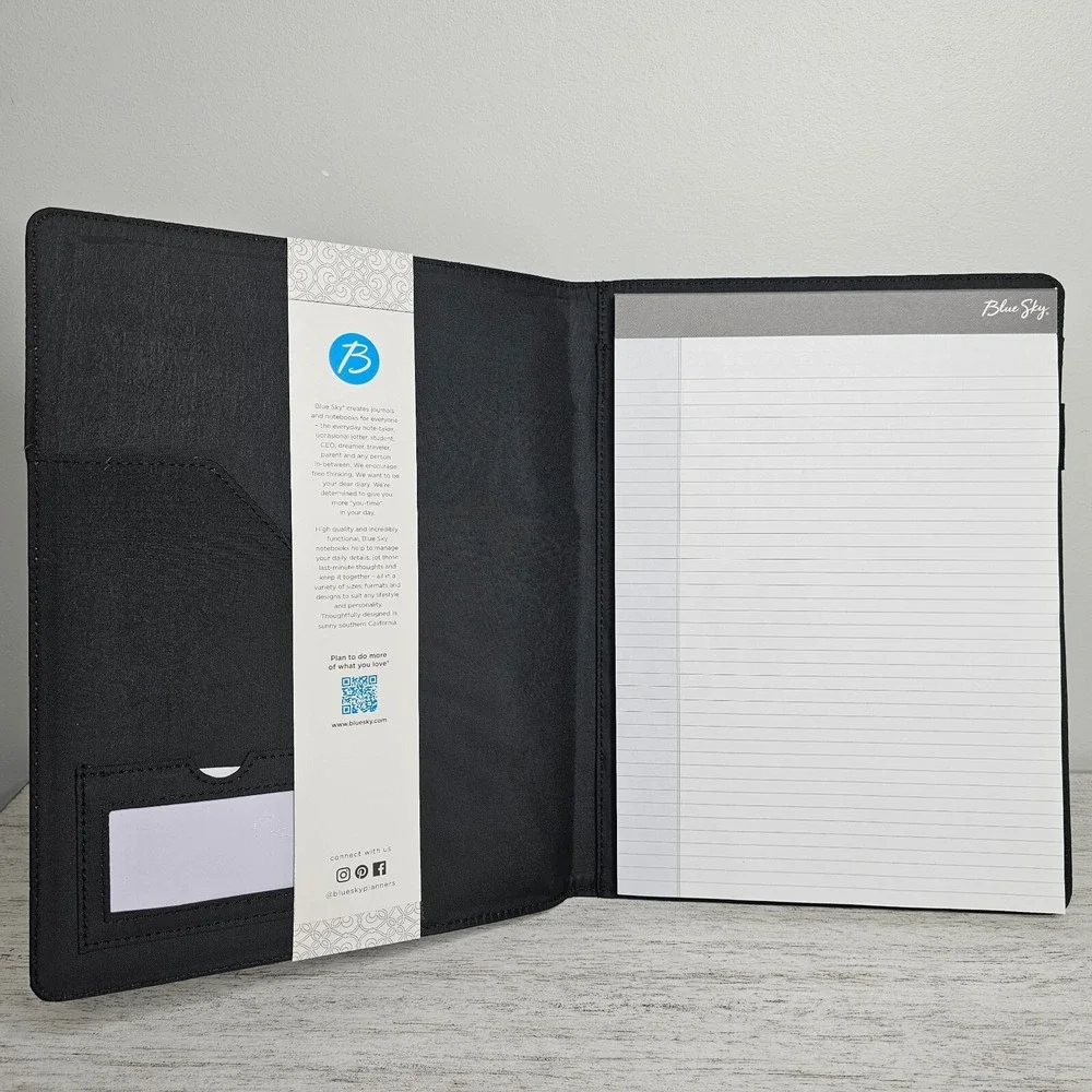 BLUE‎ SKY Professional Padfolio Portfolio Organizer w/ Notepad & Leather Cover